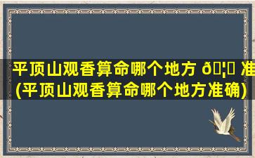 平顶山观香算命哪个地方 🦄 准(平顶山观香算命哪个地方准确)